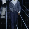 Blue Cotton Zipper Jacket Pant Set