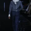 Blue Cotton Zipper Jacket Pant Set