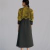 Yellow Map Embroidery Long Dress