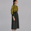 Yellow Map Embroidery Long Dress