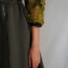 Yellow Map Embroidery Short Dress