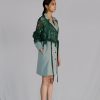 Green Map Embroidery Coat Dress