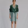Green Map Embroidery Coat Dress