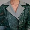Green Map Embroidery Coat Dress