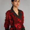 Red Map Embroidery Coat Dress
