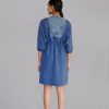 Blue Knitted Panel Short Dress
