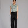 Grey Knitted Panel Top Set