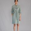 Grey Knitted Panel Short Dress