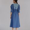 Blue Knitted Panel Long Dress