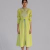 Lime Knitted Panel Long Dress