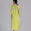 Lime Knitted Panel Long Dress