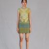 Lime Knitted Panel Skirt and Top
