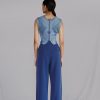 Blue Knitted Panel Top Set