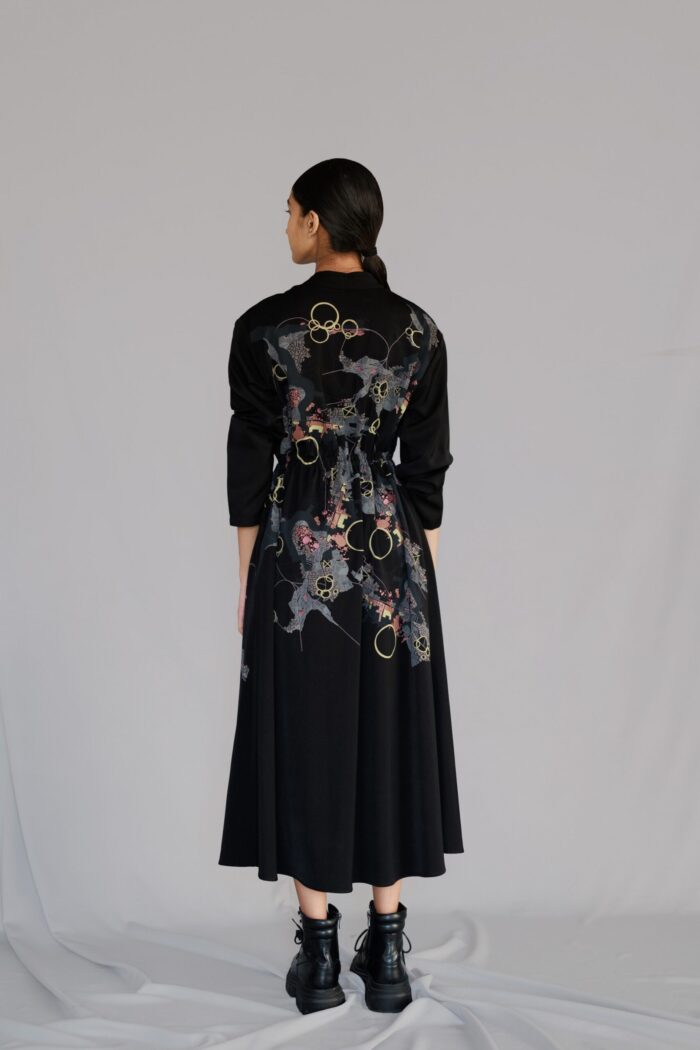 Black map long dress