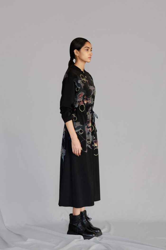 Black map long dress