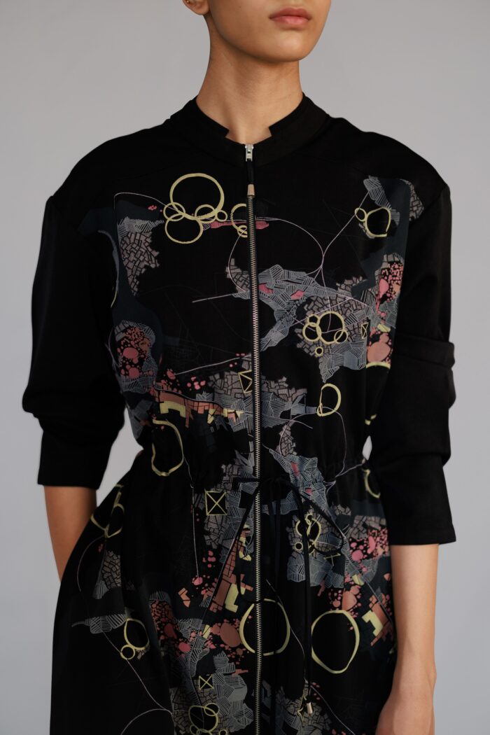Black map long dress