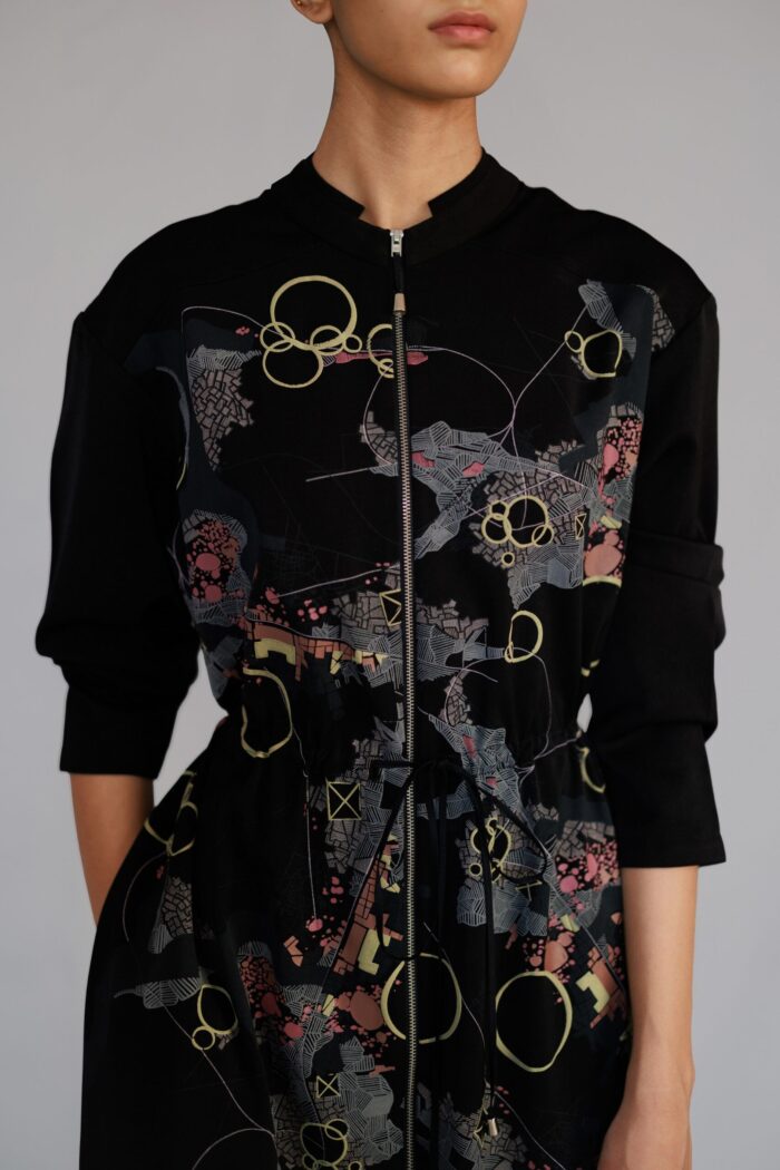 Black map long dress
