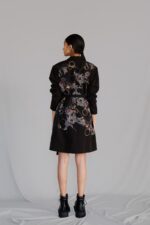 Black map coat dress