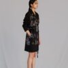 Black map coat dress