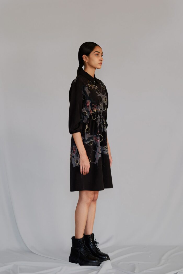 Black map short dress