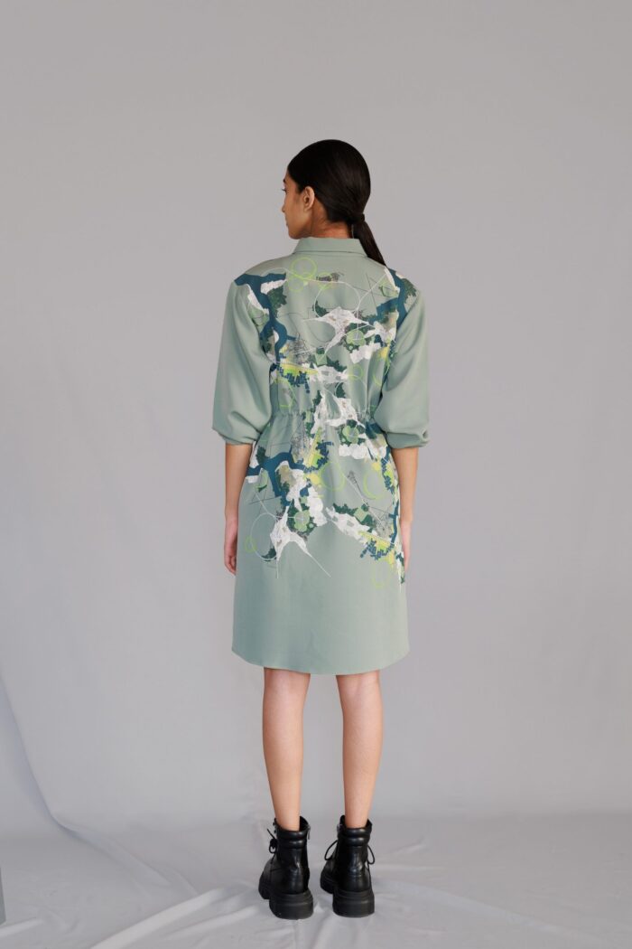 Grey map short dress