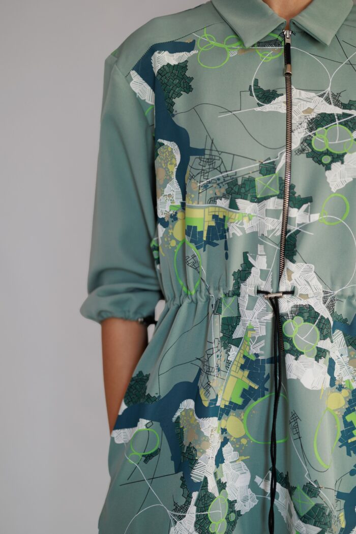 Grey map short dress