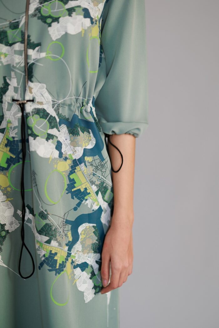 Grey map short dress