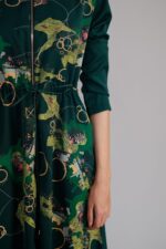 Green map long dress