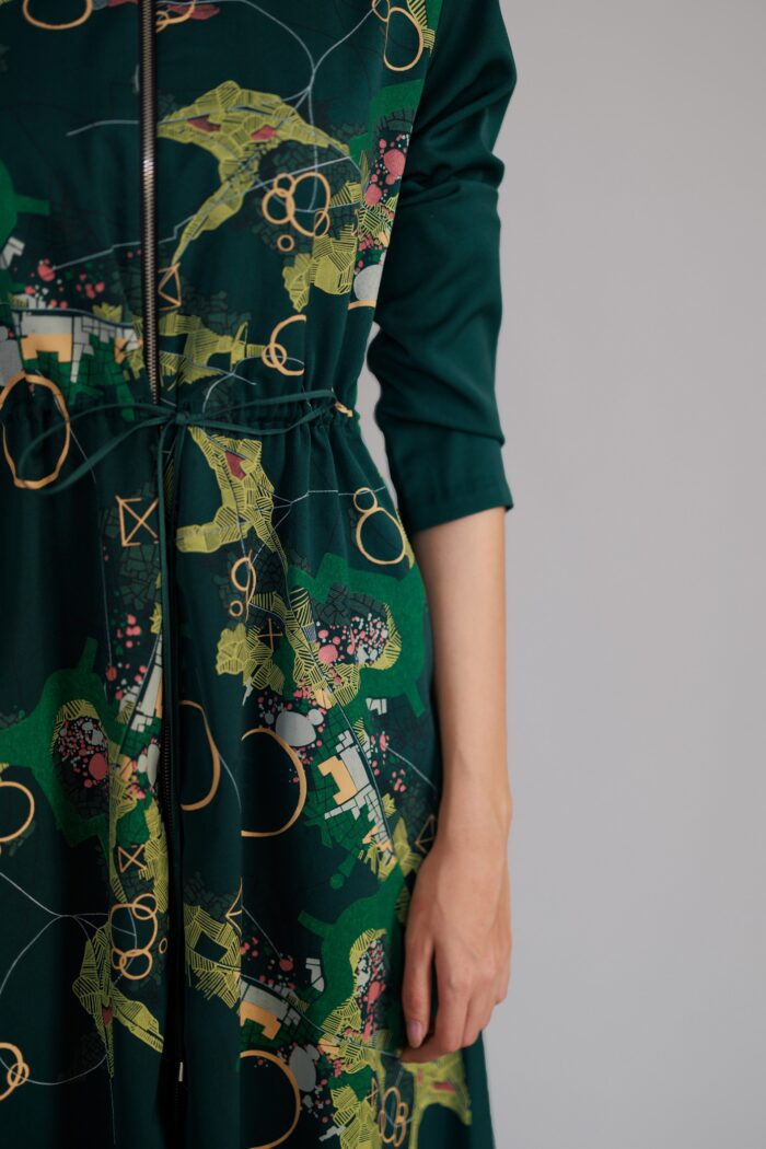 Green map long dress