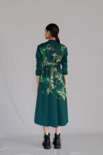 Green map long dress