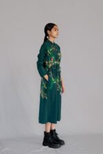 Green map long dress