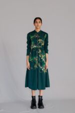 Green map long dress