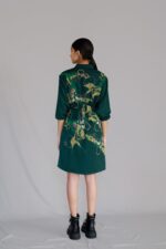 Green map short dress