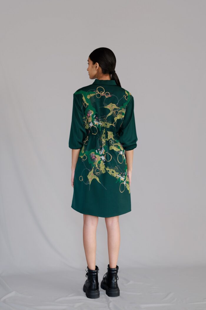Green map short dress