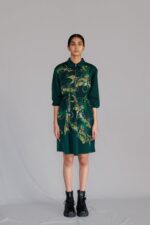 Green map short dress