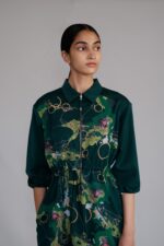 Green map short dress