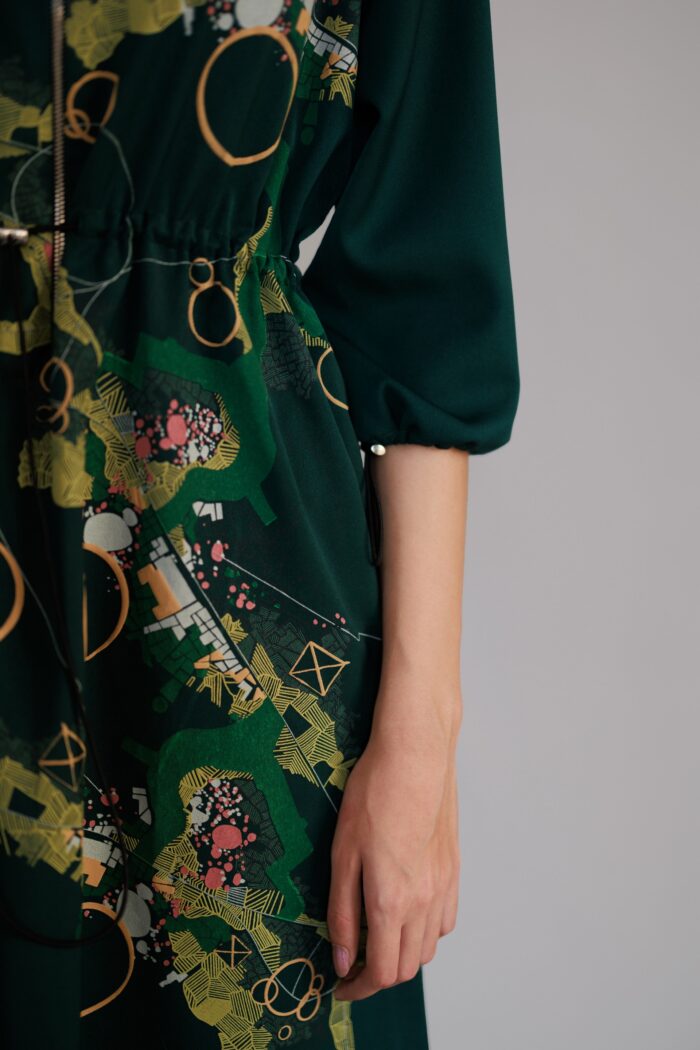 Green map short dress