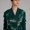 Green map coat dress
