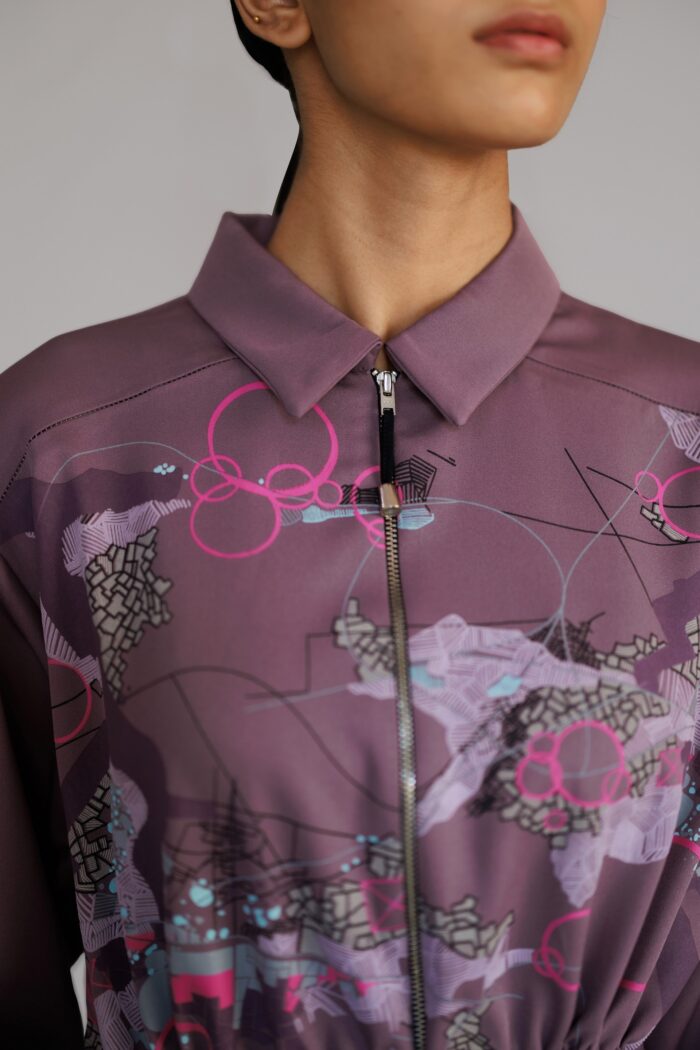 Mauve map short dress