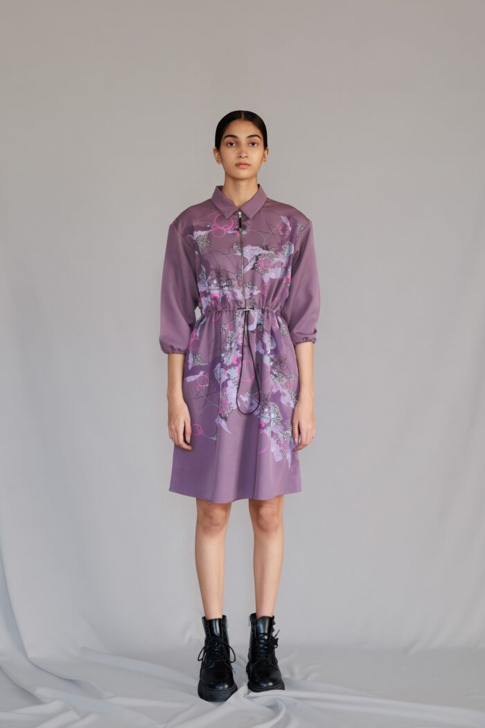 Mauve map short dress