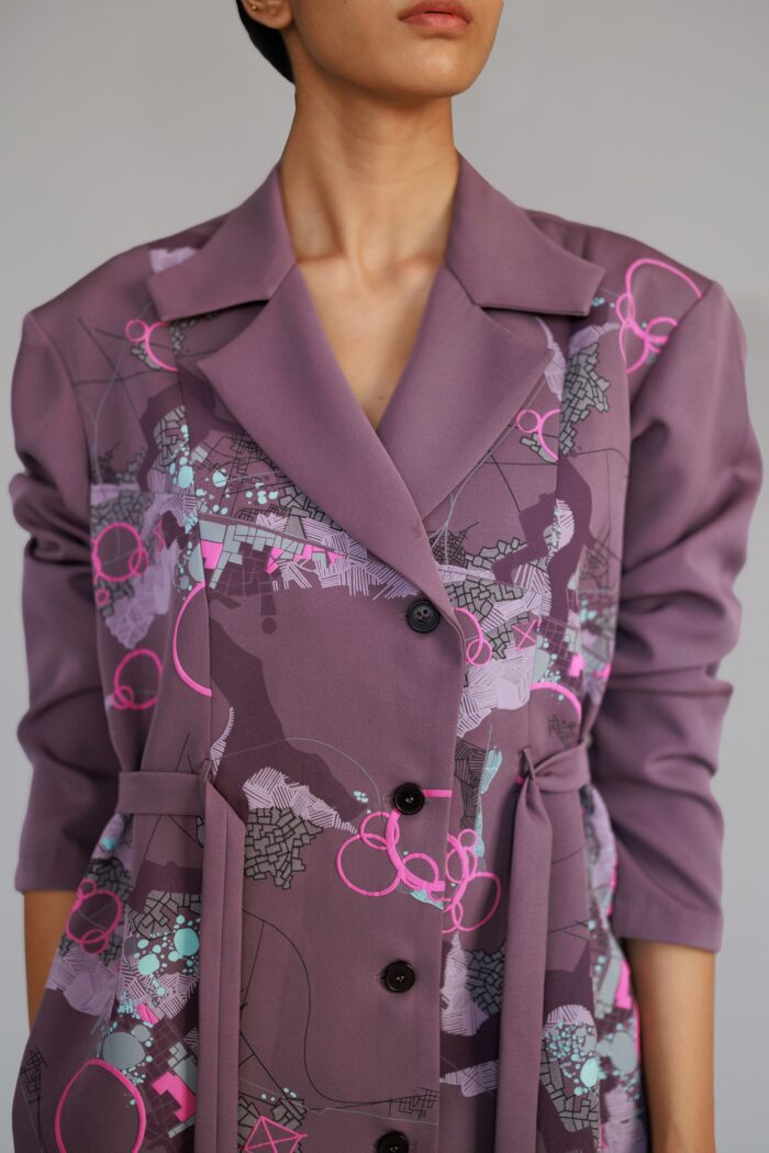 Mauve map coat dress