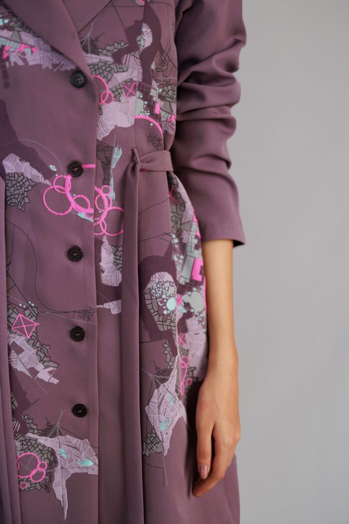 Mauve map coat dress