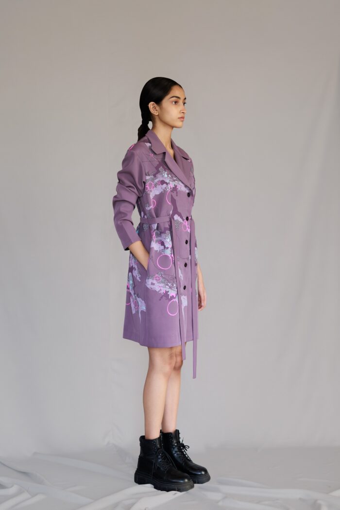 Mauve map coat dress