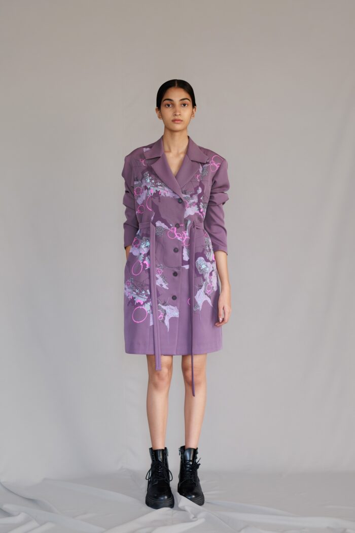 Mauve map coat dress