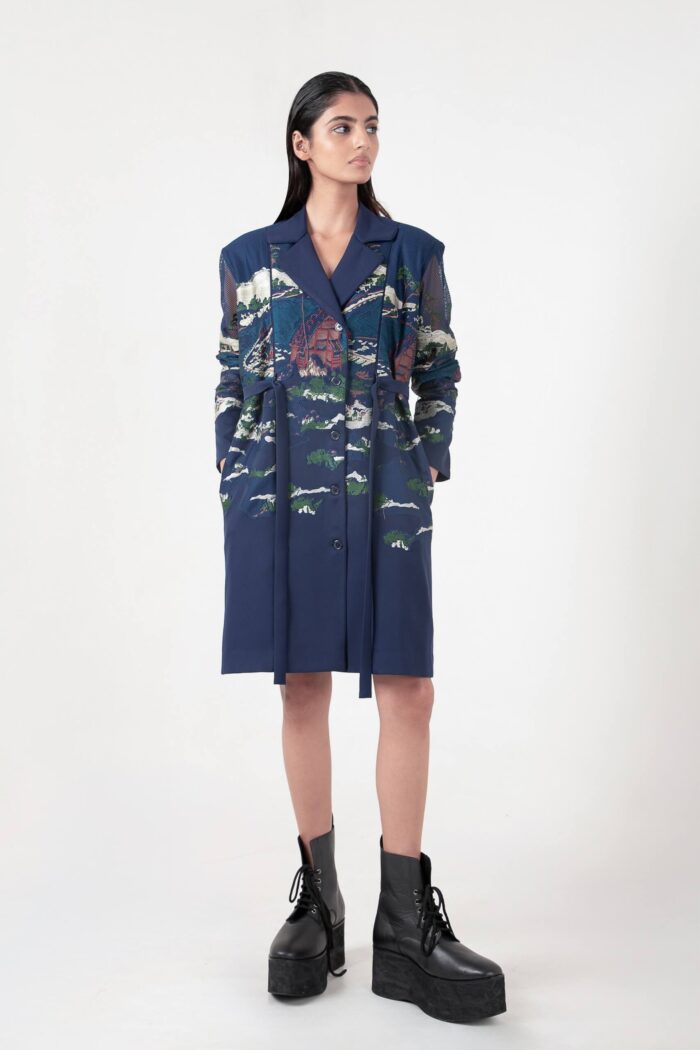 Blue Crest applique blazer Dress