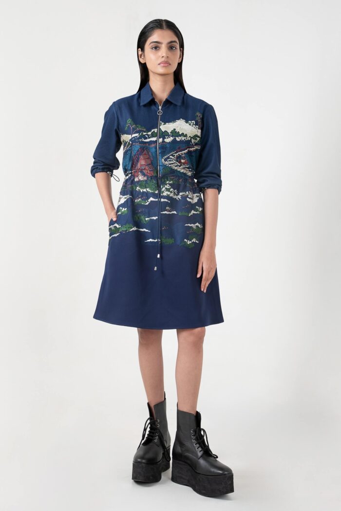 Blue Crest applique  Short Dress