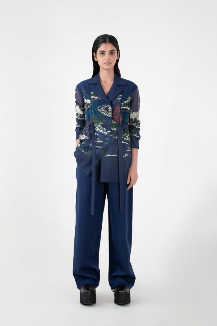 Blue Crest applique coat set